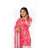 Red Cotton Hakoba Kurta with Muslin Trouser and Dupatta