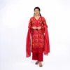 Shades of Red Pakistani Suit with Intricate Embroidery in Sleeves and Kurta Bottom