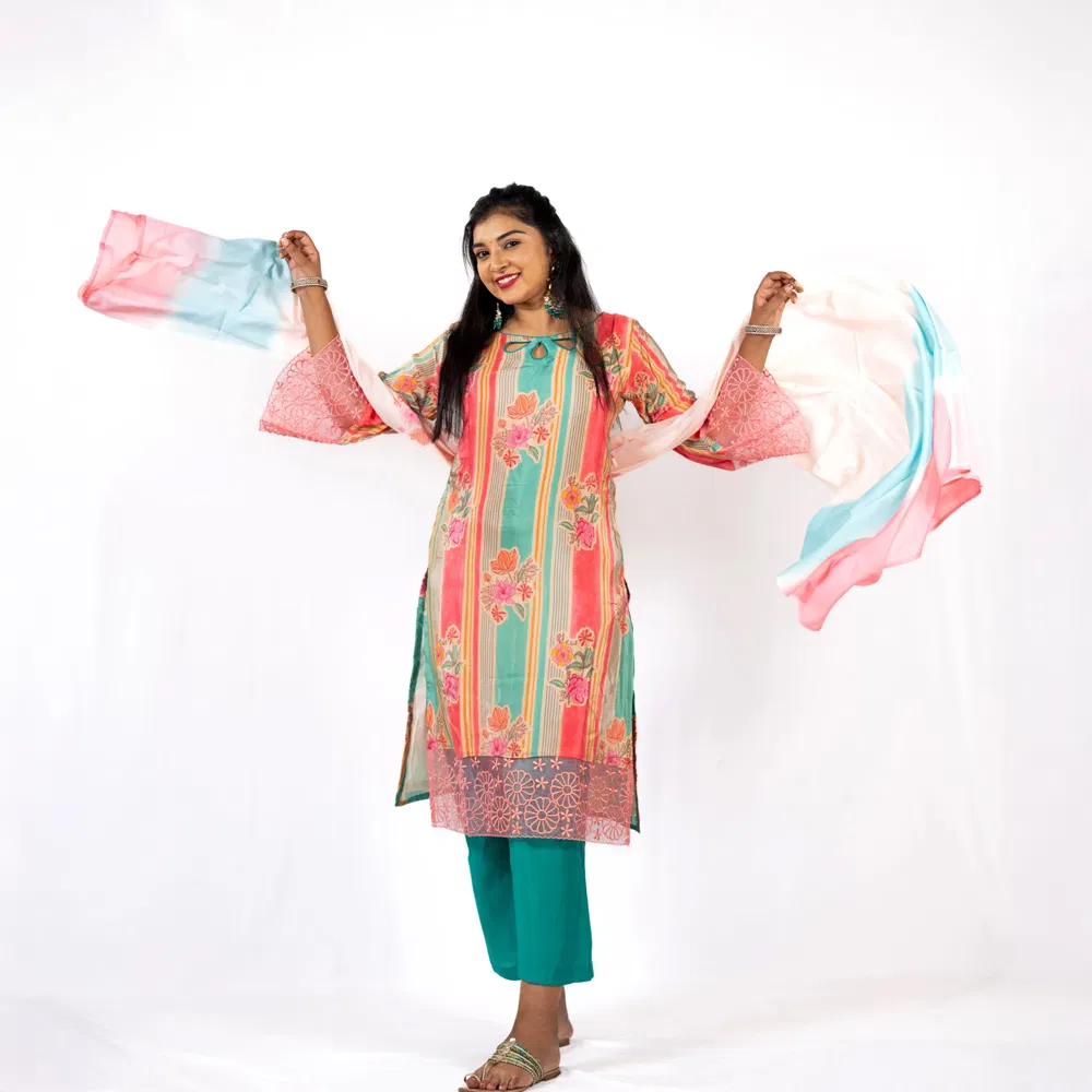 Floral Serenity Pakistani Suit with Intricate Embroidery