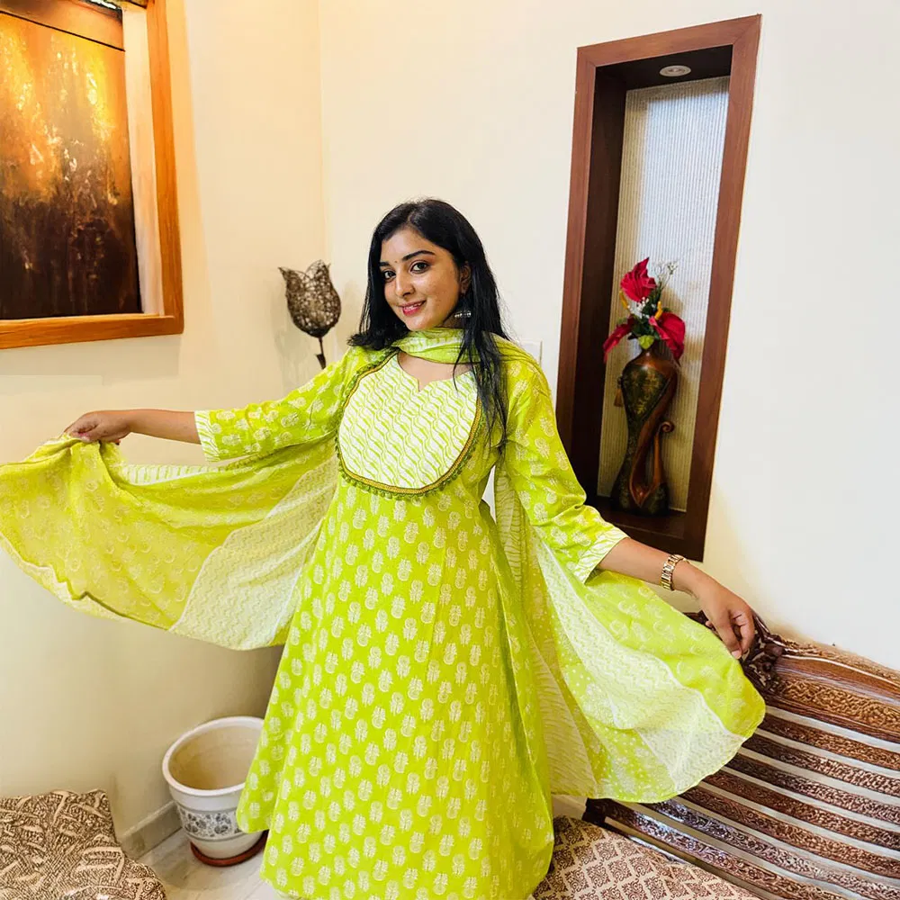 Cotton kurta with palazo n duppata set